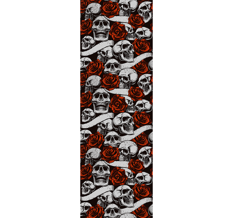 Tapete za zid cvijeće gotika lubanje i cvijeće - TenStickers