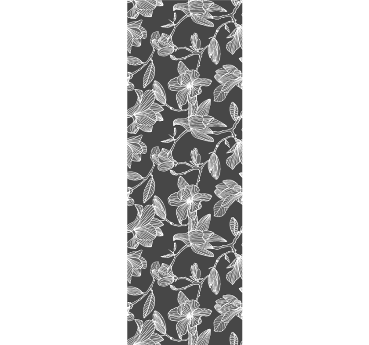 Bijele i sive vinilne tapete cvijeta magnolije - TenStickers