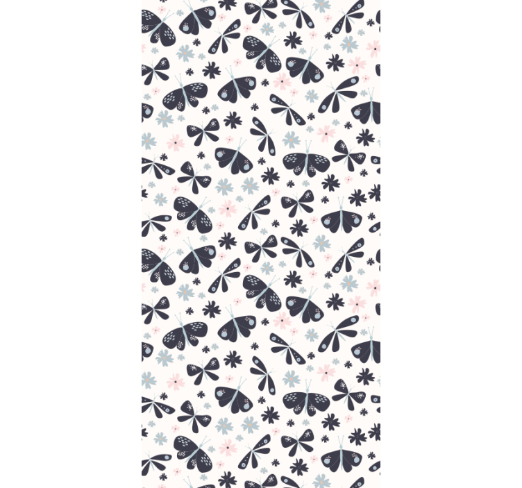 Tapeta s crnim točkastim uzorkom leptira - TenStickers