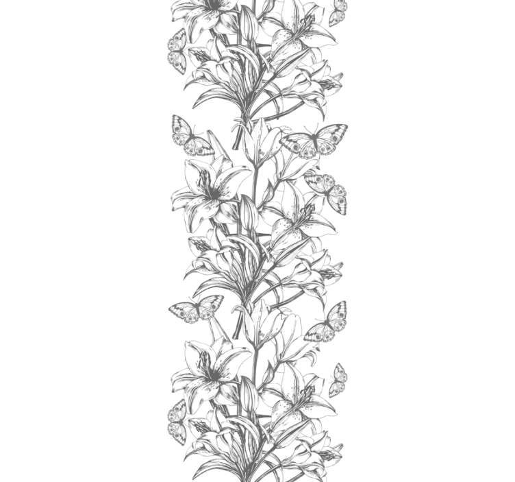 Silueta cvijet puzavica, leptir tapeta - TenStickers