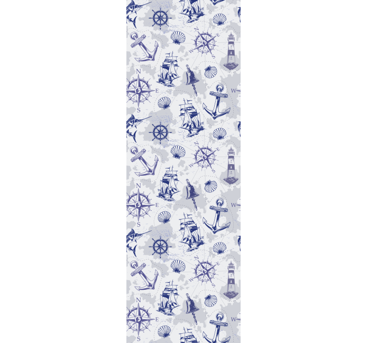 Kompas i jedrilica uzorak dječje tapete - TenStickers