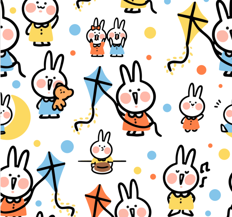 Tapete za zid  životinjske zečići sa zmajevima - TenStickers