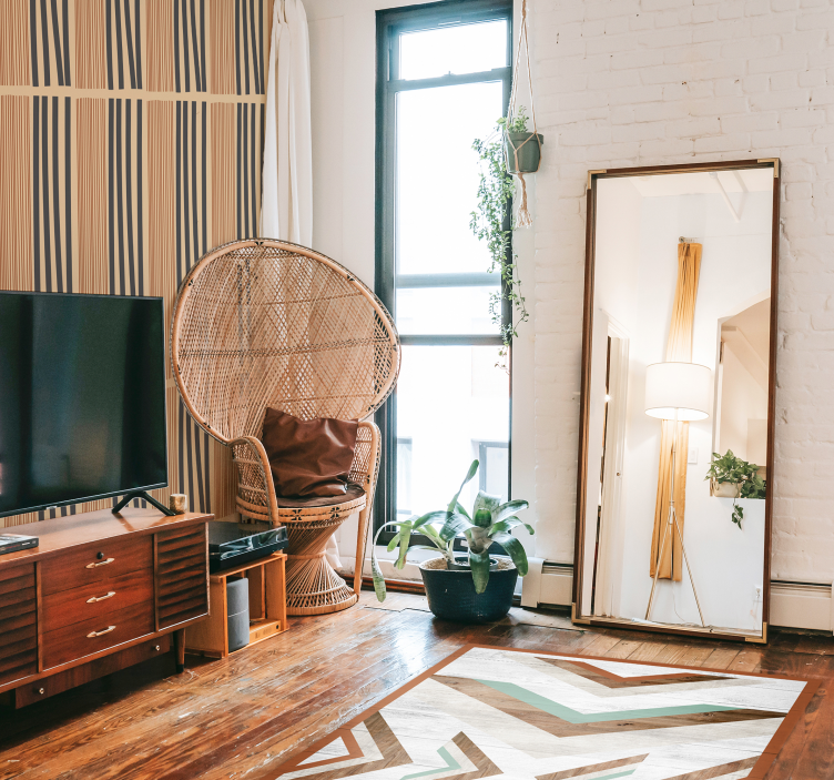 Tapete za dnevni boravak boho prugasti dizajn - TenStickers