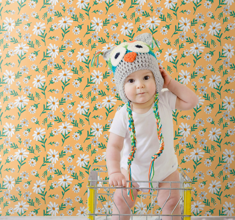 Cvjetna pozadina tratinčica na žutoj pozadini - TenStickers