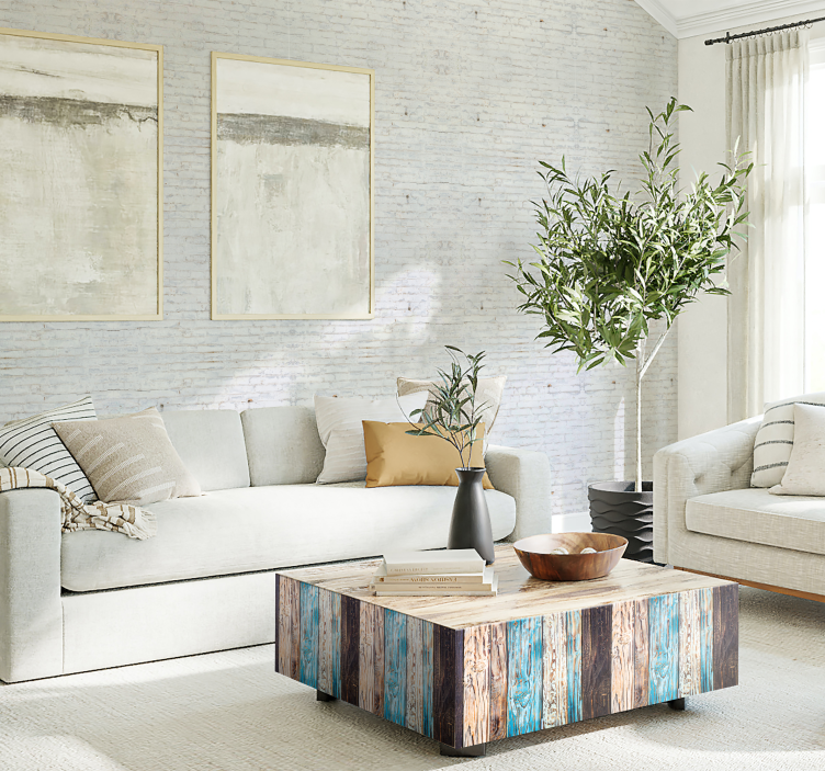 Uzorak bijele opeke s istrošenim tapetama u boji - TenStickers