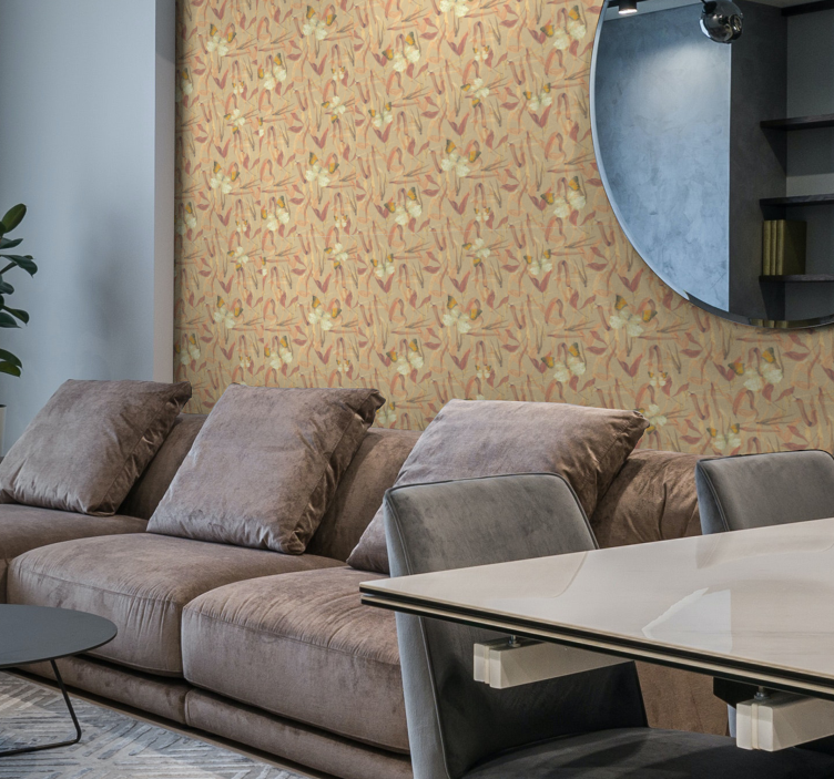 Tapete za dnevni boravak leptiri i suho lišće - TenStickers