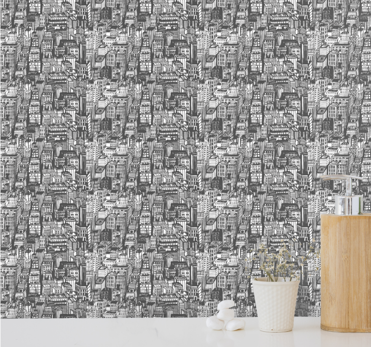 Tapete za zid grada i zemlje urbanistička skica - TenStickers