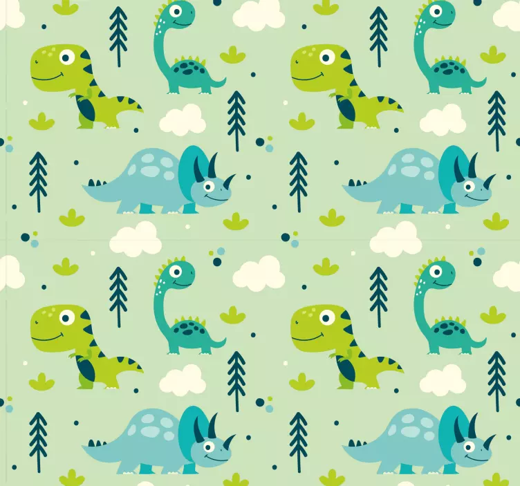 Zelena pozadina vrtić dinosaurus pozadina - TenStickers