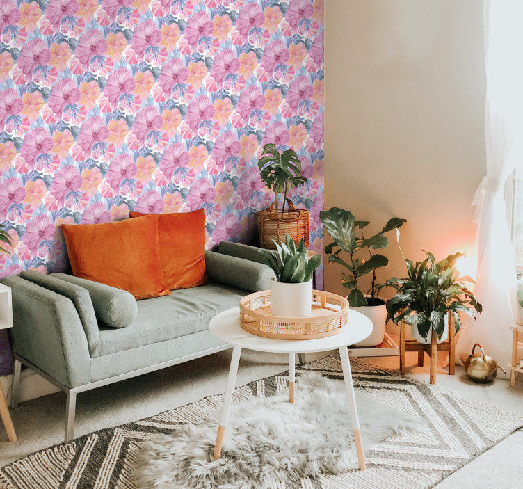 Akvarel cvijet sljeza tapeta - TenStickers