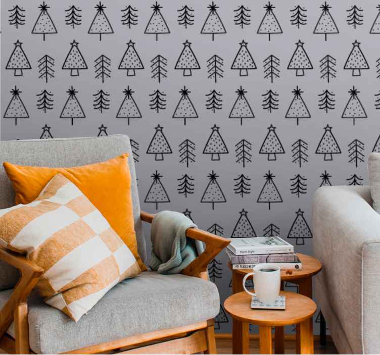 Jednobojno božićno drvce božićna tapeta - TenStickers