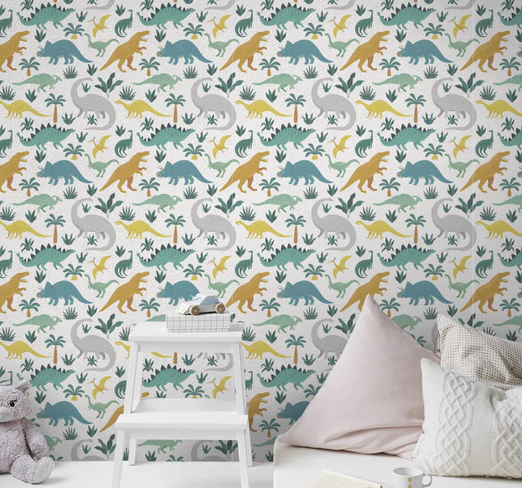Dinosauri s drvećem dječja tapeta - TenStickers
