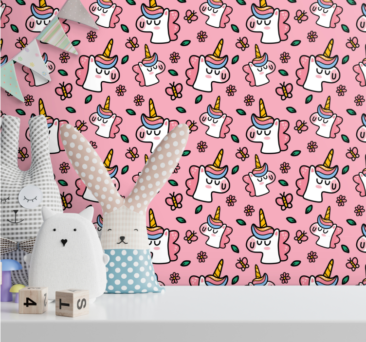 Slatka cvijet jednorog dječja pozadina - TenStickers