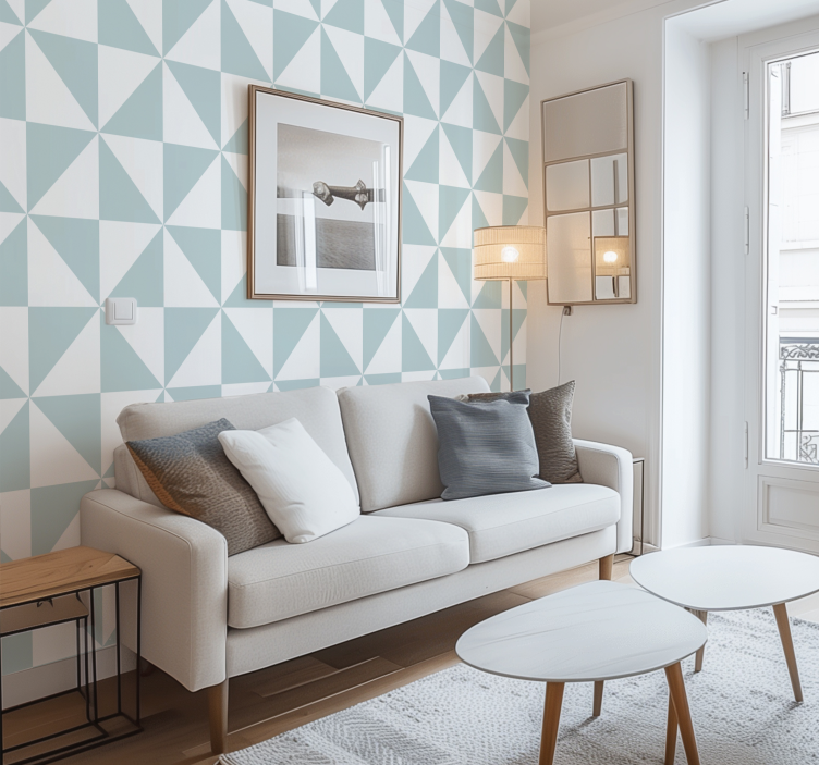 Geometrické tapeta plavi trokuti - TenStickers