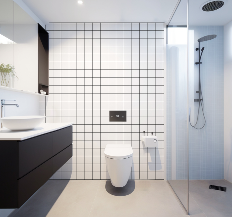 Kvadratne pozadine crne i bijele fine linije - TenStickers