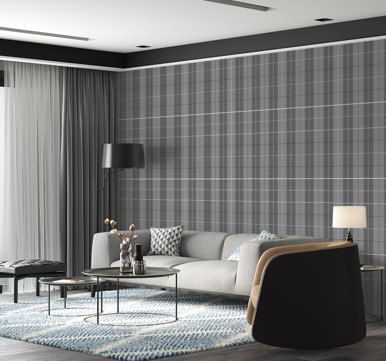 Kvadratne pozadine sivi škotski uzorak - TenStickers