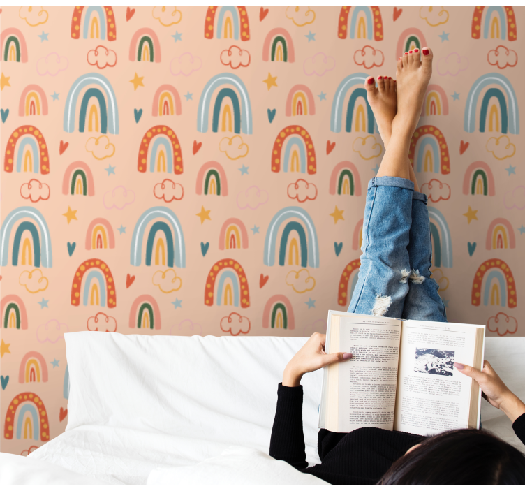 Pozadina tinejdžerke spavaće sobe dugin pejzaž iz snova - TenStickers