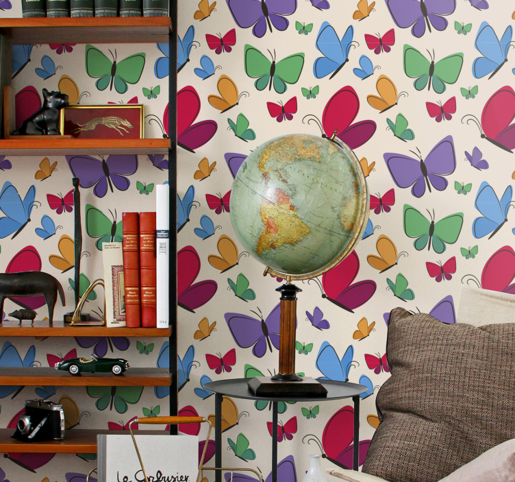 Leptir pozadine šareni motiv na bež pozadini - TenStickers