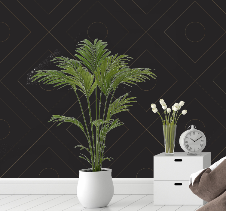 Moderne tapete za dnevni boravak elegantna zlatna geometrija - TenStickers