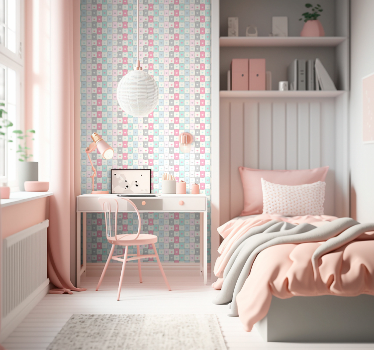 Patchwork tapeta s teksturom srca - TenStickers