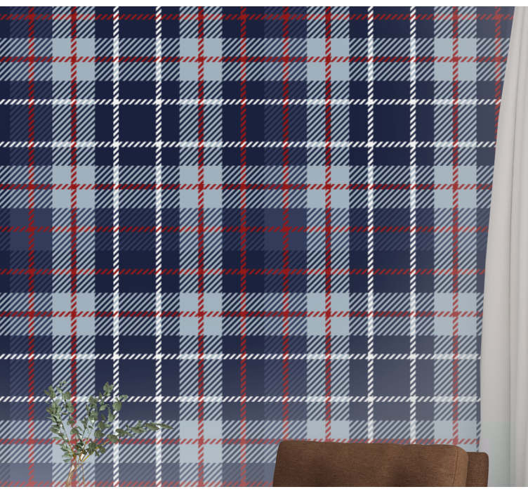 Plava i crvena tartan klasična tapeta - TenStickers