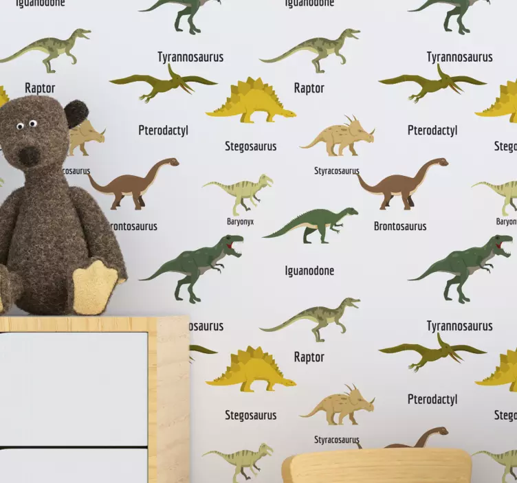 Realistični dinosauri s imenima dječja pozadina - TenStickers