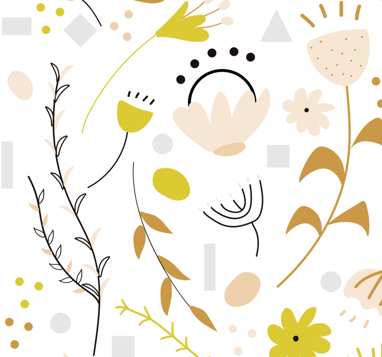 Ručno nacrtano cvijeće i točkice cvjetna tapeta - TenStickers