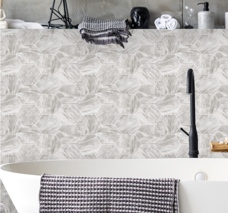 Sivi mramorni heksagonalni uzorak mramorne tapete - TenStickers