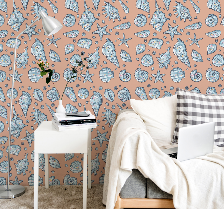 školjka skicira pozadinu školjke - TenStickers