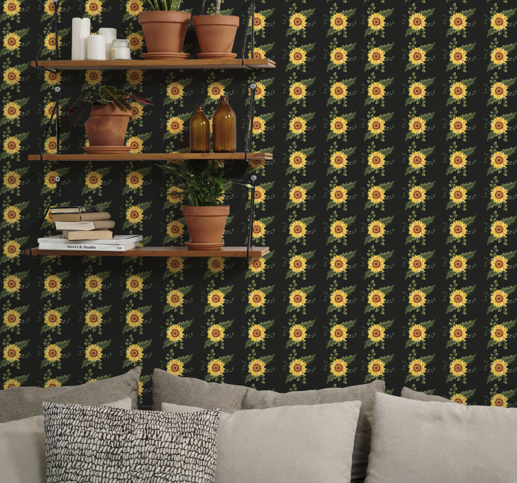 Pozadina s uzorkom suncokreta - TenStickers