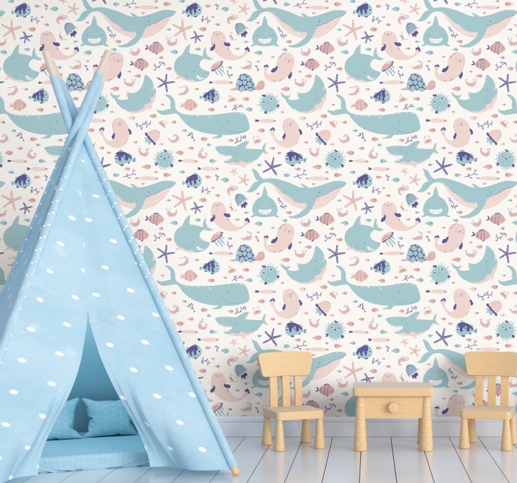 Tamne i svijetloplave morske pse pozadina životinja - TenStickers