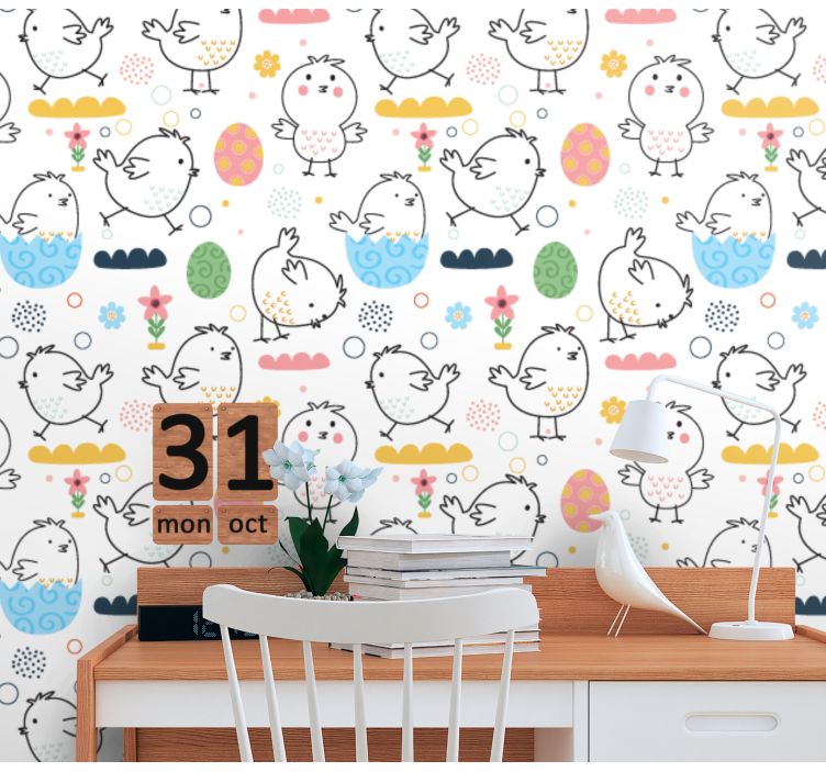 Zidne tapete za dječju sobu chick pattern delight - TenStickers