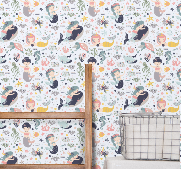 Tapete za dječju sobu sirena vodeni prijatelji - TenStickers