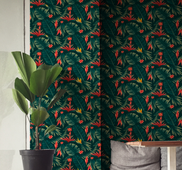 Tapete za dnevni boravak tropska flora - TenStickers