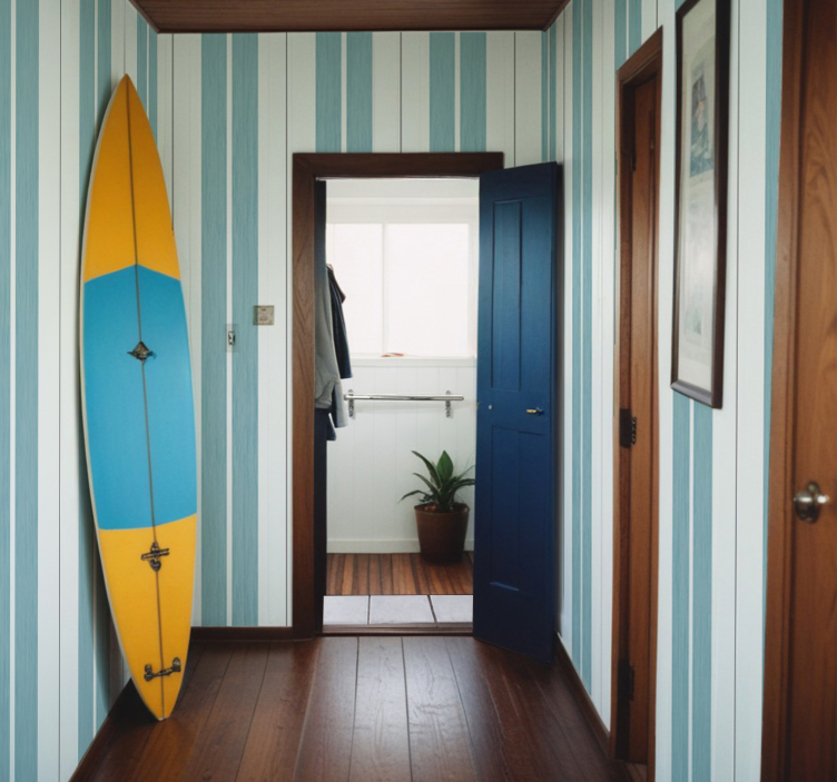 Tapete za hodnik tirkizne nijanse pruge - TenStickers