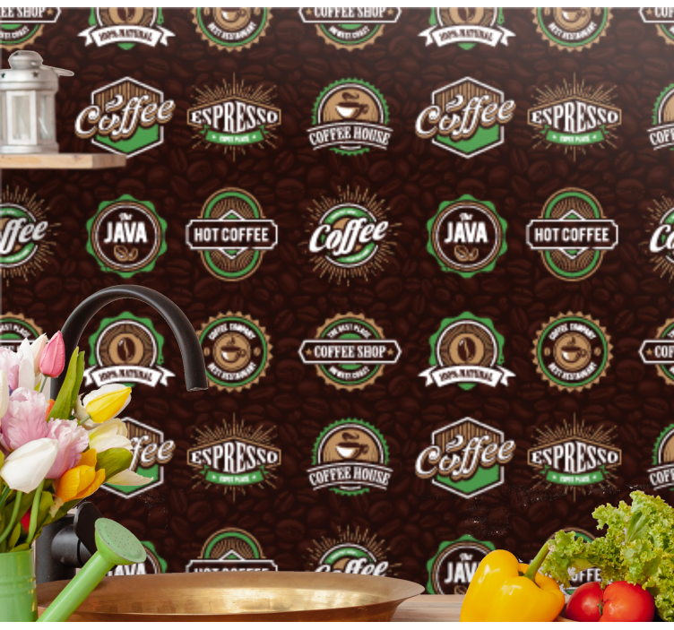 Tapete za kuhinju uzorak amblema kave - TenStickers
