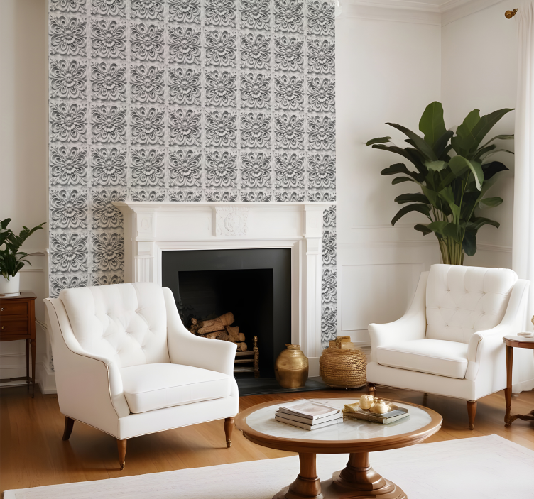 Tapete za zid barokni bijele pločice - TenStickers