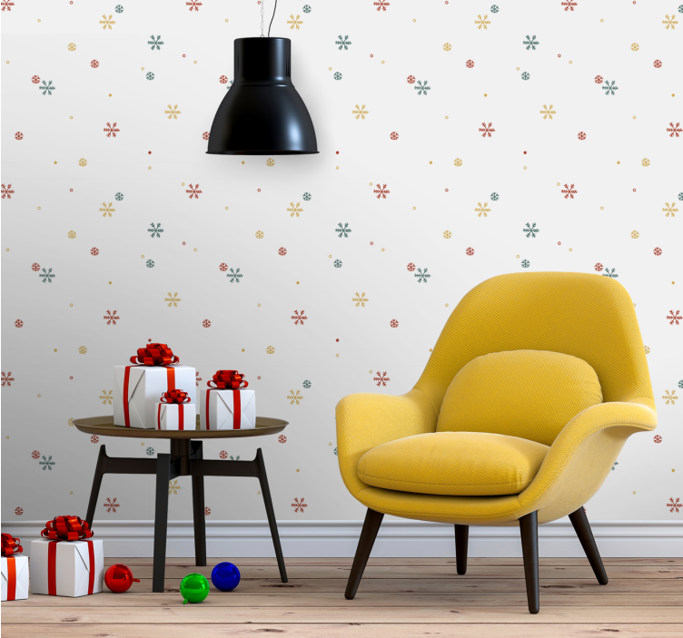 Tapete za zid božić uzorci svečanih pahuljica - TenStickers
