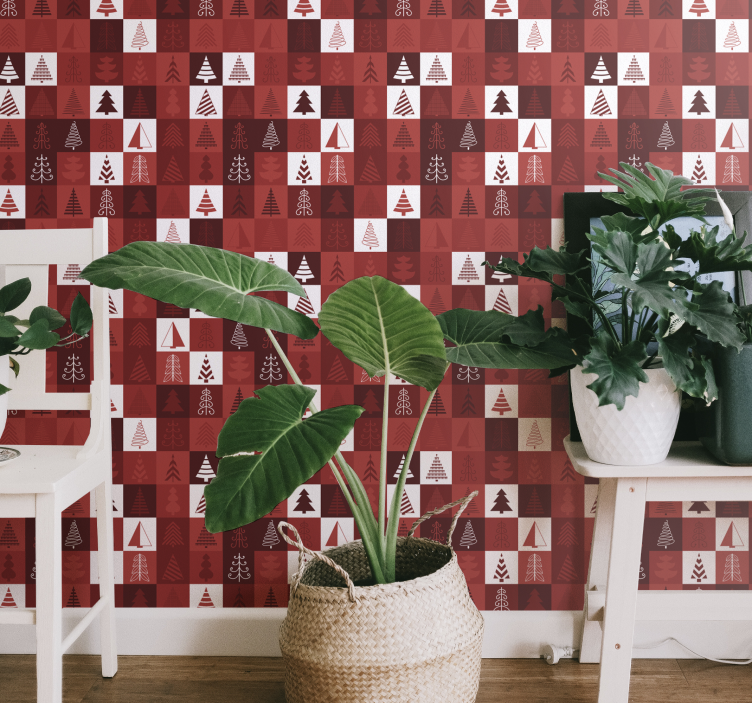 Tapete za zid božić uzorci svečanog drvca - TenStickers