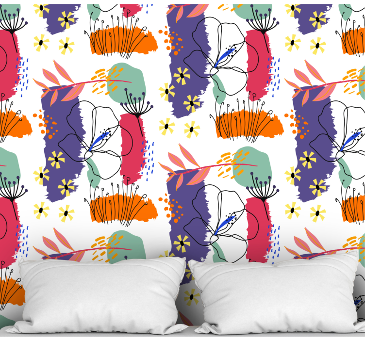 Tapete za zid Cvijeće botanički uzorak skice - TenStickers