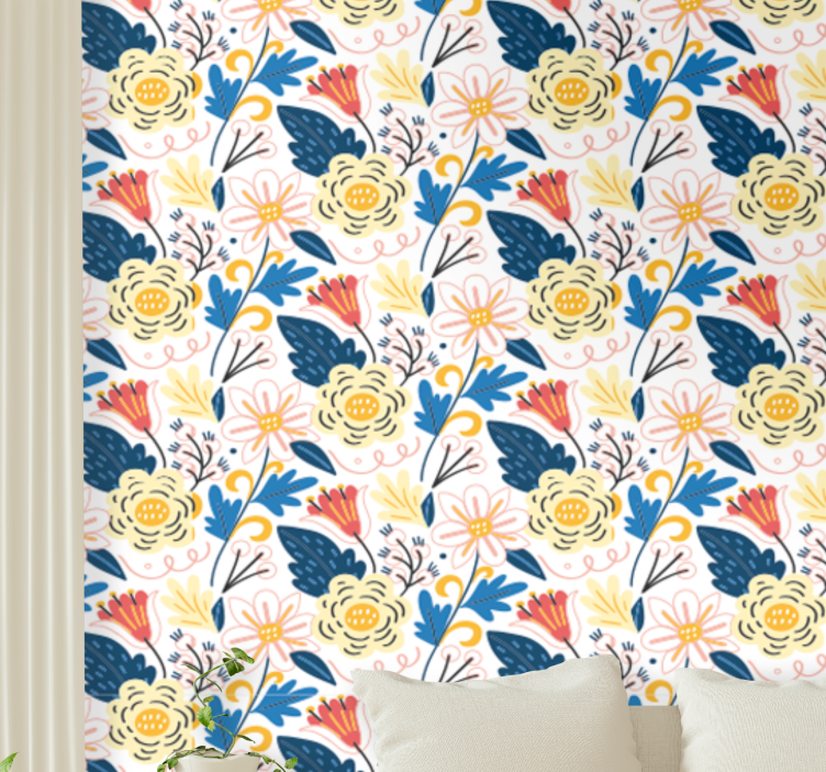 Tapete za zid Cvijeće cvjetajući šareni dizajn - TenStickers