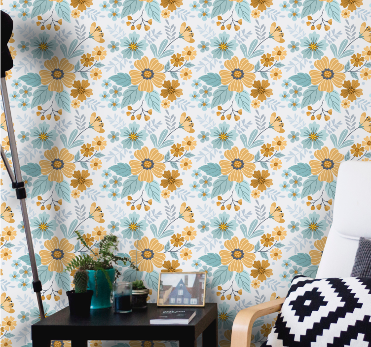 Tapete za zid Cvijeće leptir cvjetni aranžman - TenStickers