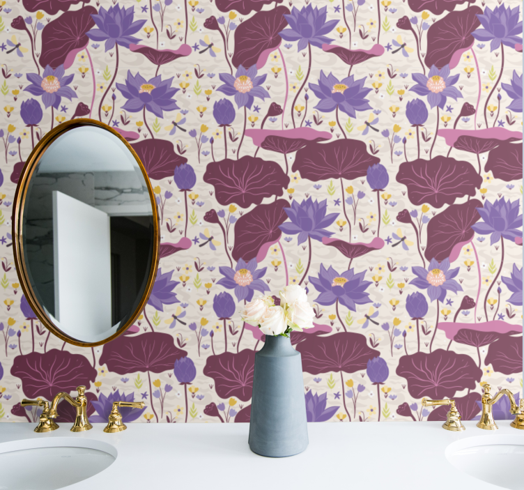 Tapete za zid Cvijeće plavi i ljubičasti uzorak - TenStickers