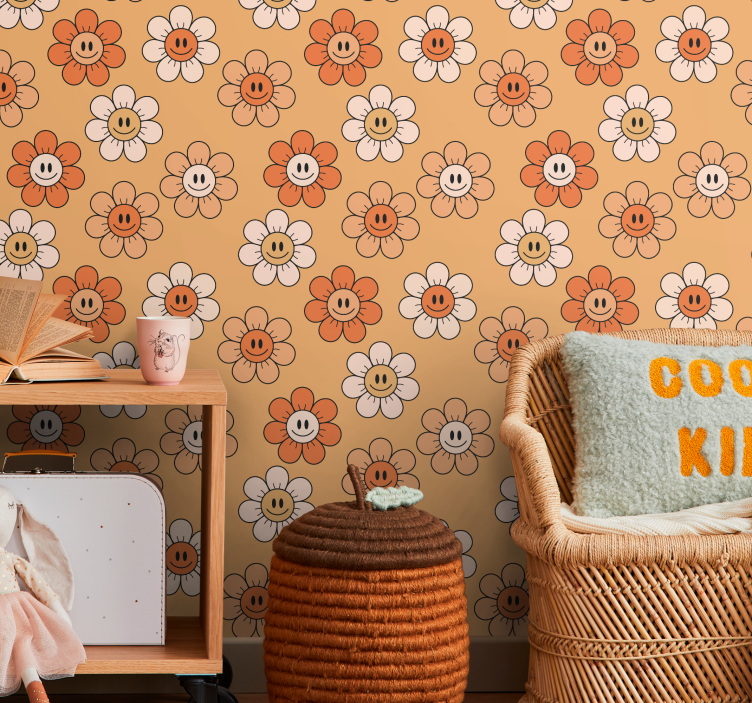 Tapete za zid Cvijeće nasmiješeni cvjetni uzorak - TenStickers