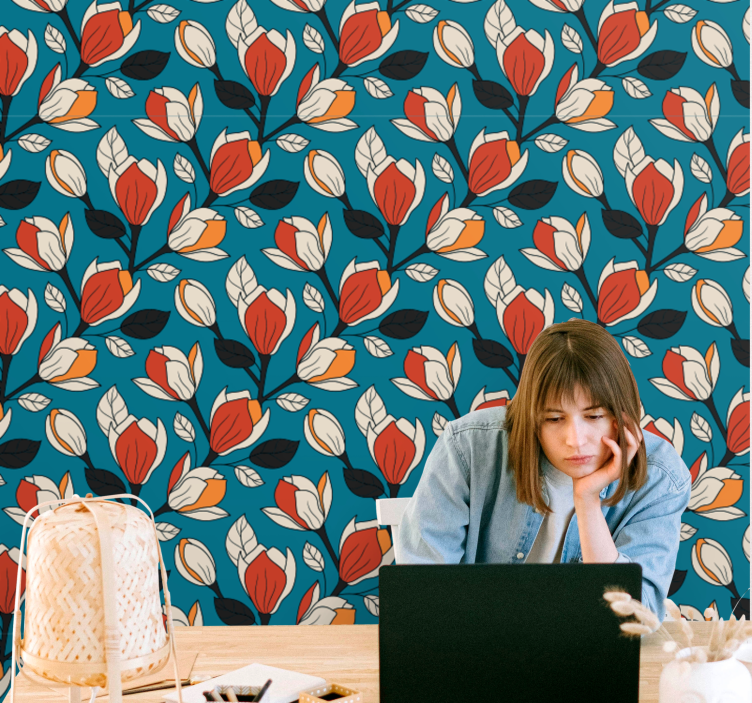 Tapete za zid Cvijeće pozadina s cvjetnim uzorkom - TenStickers