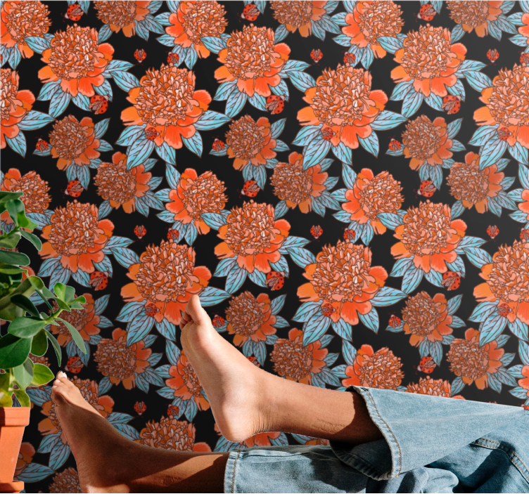 Tapete za zid Cvijeće živahni šareni dizajn - TenStickers