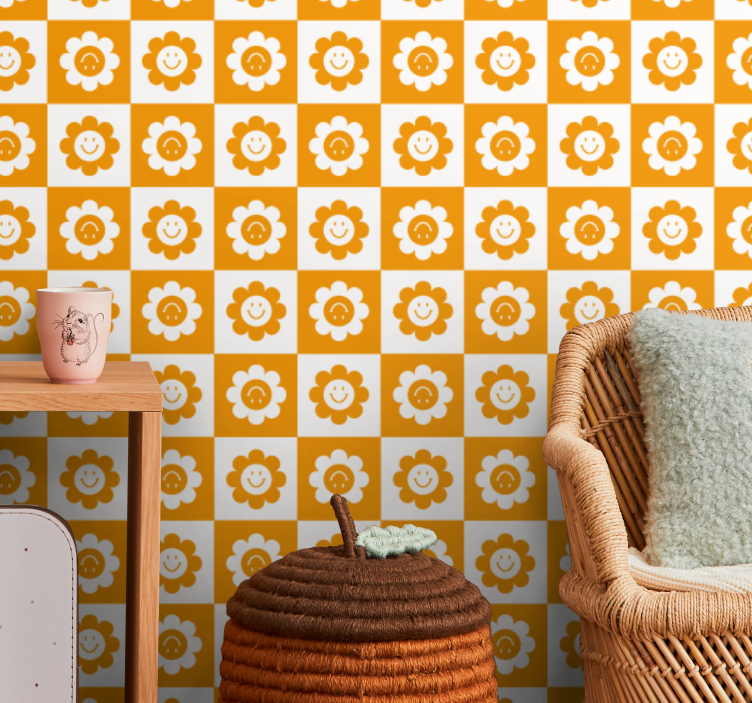 Tapete za zid cvjetni uzorak smiješnog cvijeta - TenStickers