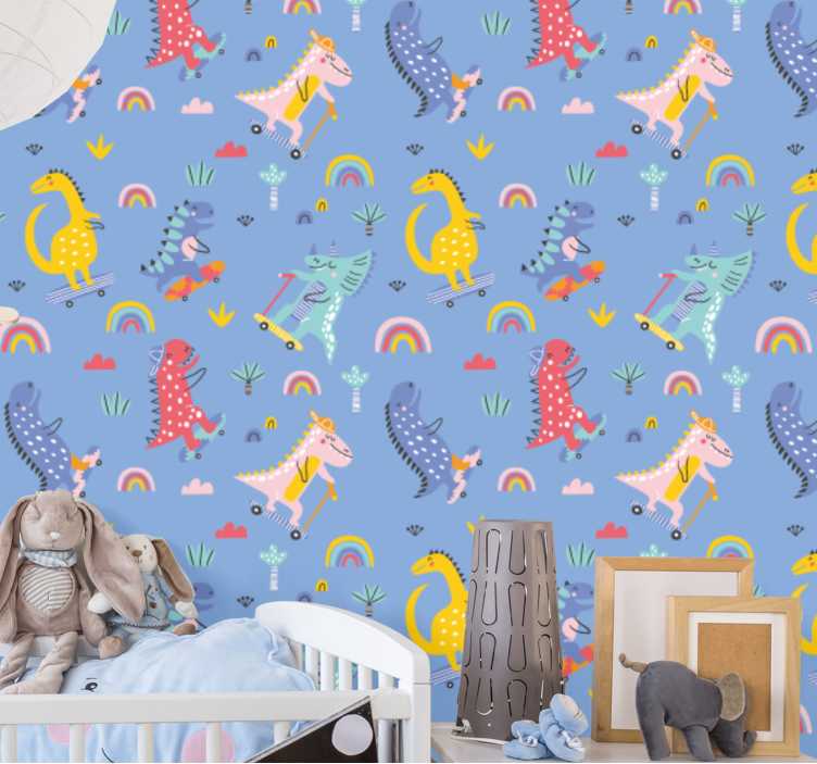 Tapete za zid Dinosaura klizanje dinosaura - TenStickers