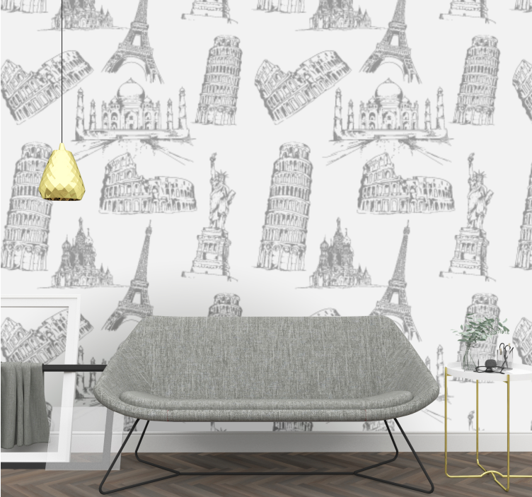 Tapete za zid grada i zemlje uzorak najpoznatijih spomenika - TenStickers