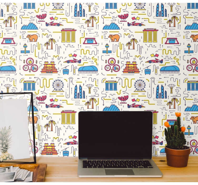 Tapete za zid grada i zemlje zabava u gradskom pejzažu - TenStickers