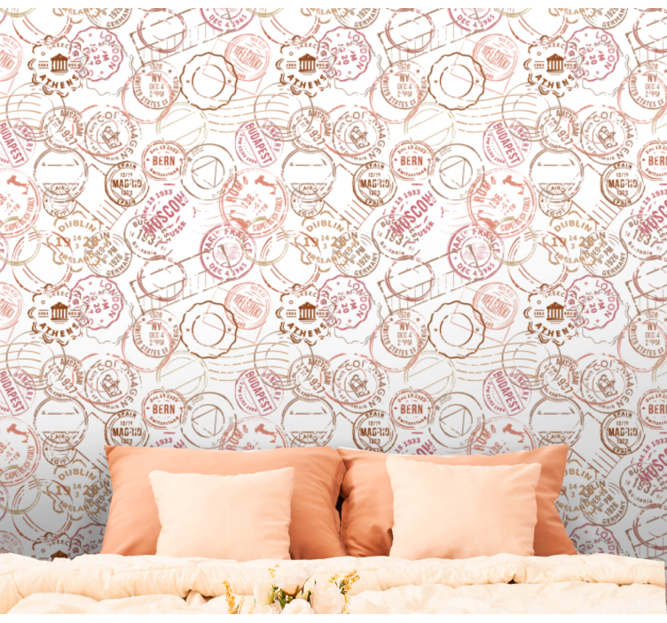 Tapete za zid grada i zemlje žigosani motiv putovnice - TenStickers